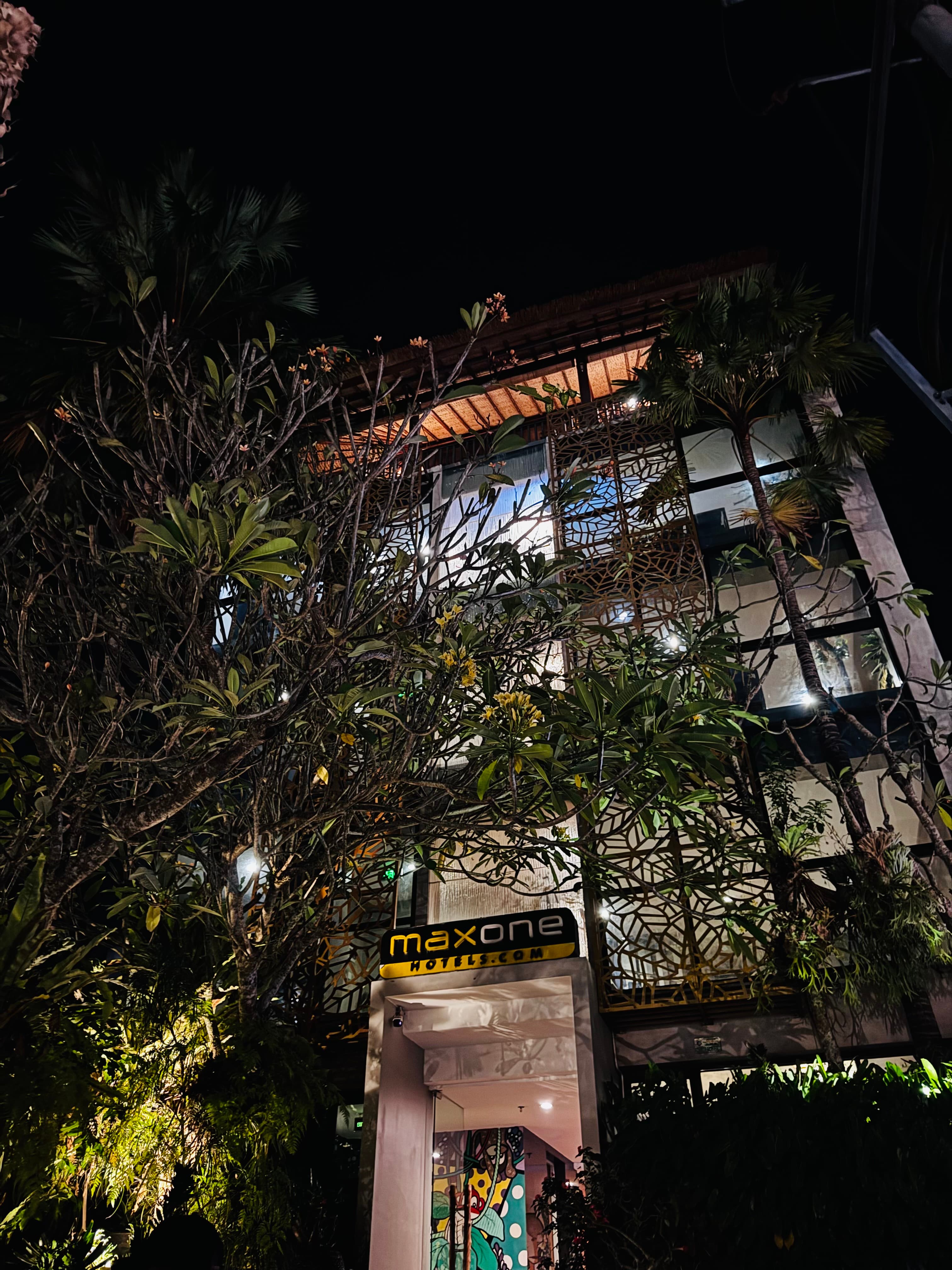 Hotel exterior on day one